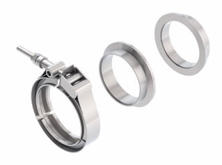 Picture of Universal 2.5in Stainless Steel 3pc V-Band Clamp w/ Male and Female Flanges