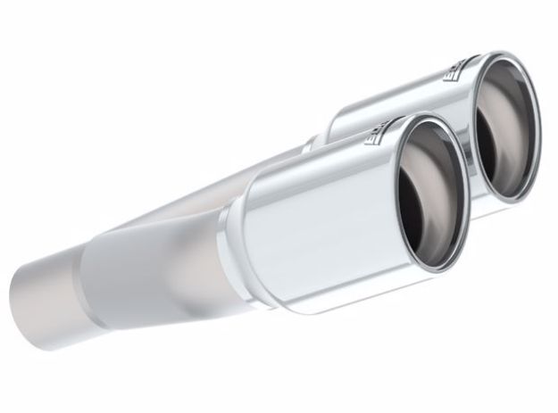 Picture of Universal Polished Tip Dual Round Rolled Angle-Cut (inlet 2in. Outlet 3in) *NO Returns*