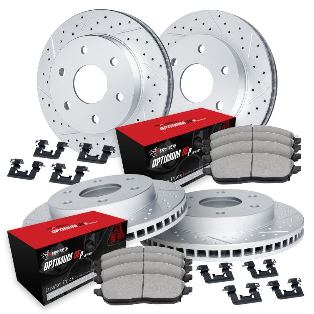 Picture of R1 Concepts GEO-Carbon Brake Kit - Drilled & Slotted Rotors
