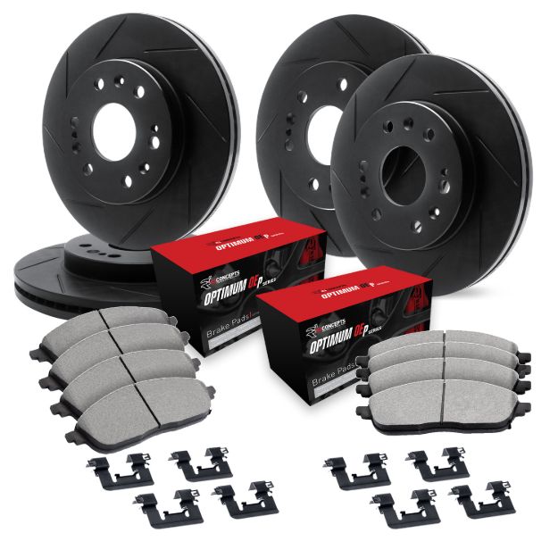 Picture of R1 Concepts eLine Brake Kit - Black Slotted Rotors