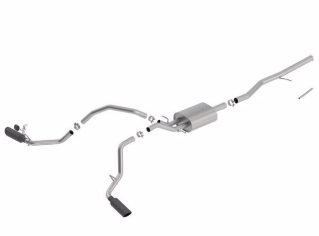 Picture of 14-18 Chevrolet Silverado 1500 5.3L V8 AT/MT 4DR CC ATAK Catback Exhaust w/Black Chrome Tips