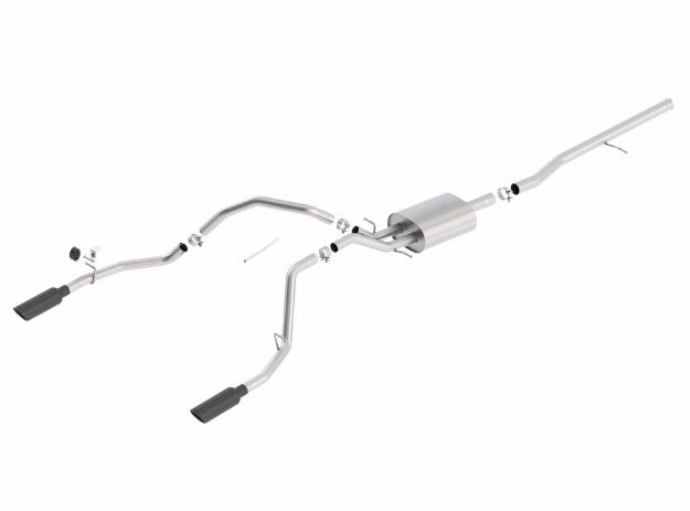 Picture of 14 Silv/Sierra 1500 C/B Touring Exh/2.75in in muff 2.25inout 4inTIp SS Rear Exit-Black Chrome